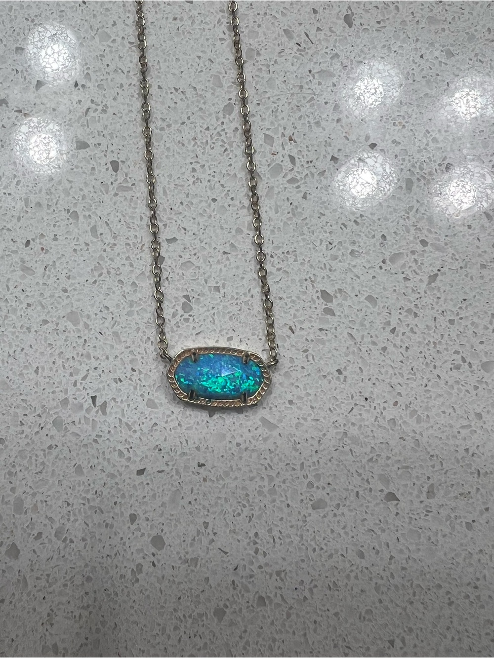 Kendra Scott Iridescent Blue-Green Opal Pendant Necklace